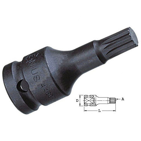 Genius Tools 4476T12 1/2"-os gépi dugókulcs fej, 12-szögű torx, M12 termék fő termékképe