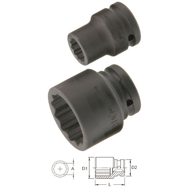 Genius Tools 655227 3/4"-os 12 lapú gépi dugókulcs fej, 27 mm termék fő termékképe