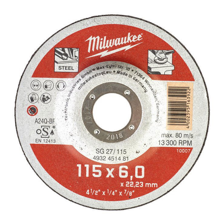 Milwaukee WSG27 STANDARD csiszolókorong fémhez, 115x6.0 mm termék fő termékképe
