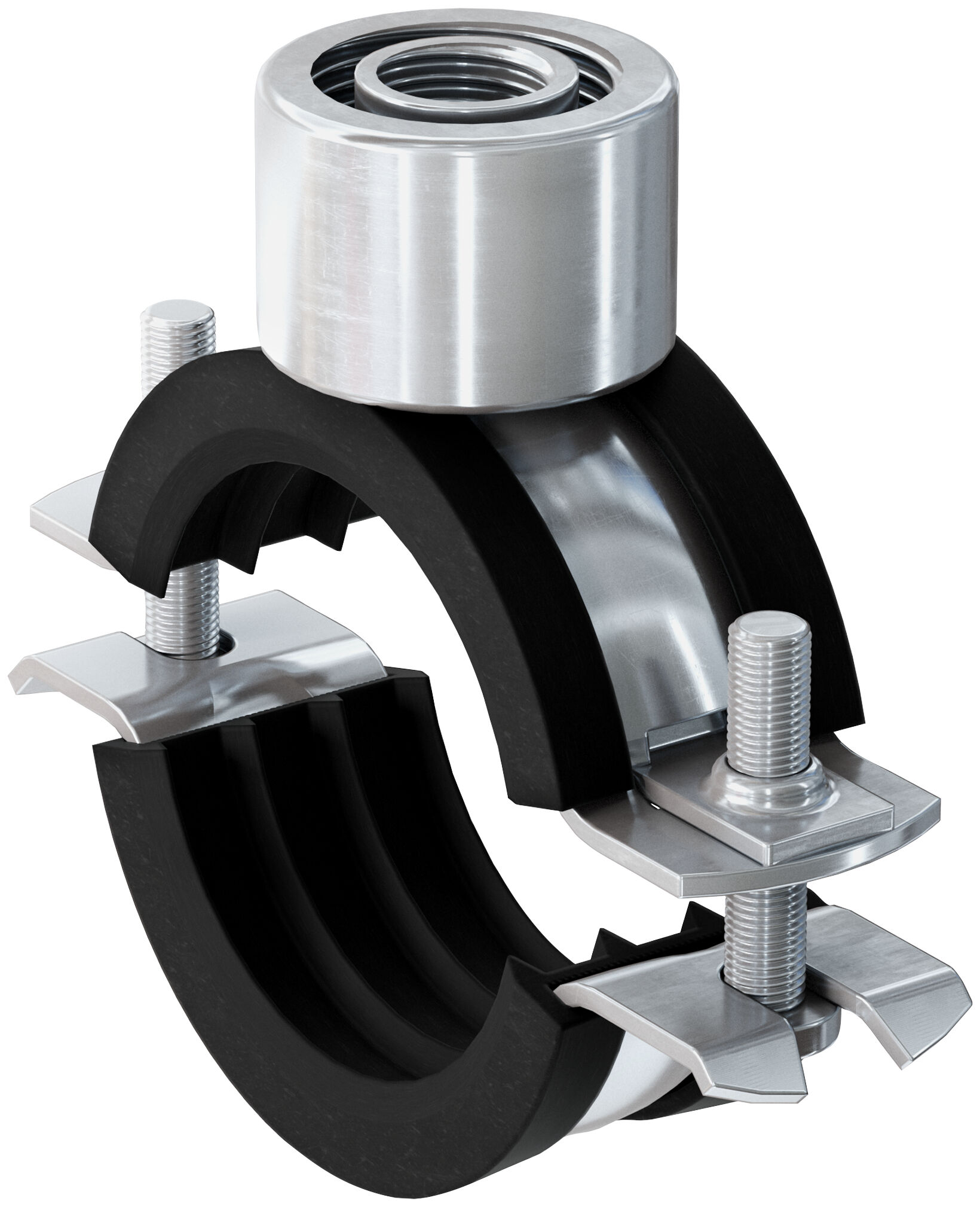 Fischer FRS Triple 48-56 M8 / M10 / 1/2" kétcsavaros csőbilincs hangszigetelő betéttel, 50 db/csomag termék fő termékképe