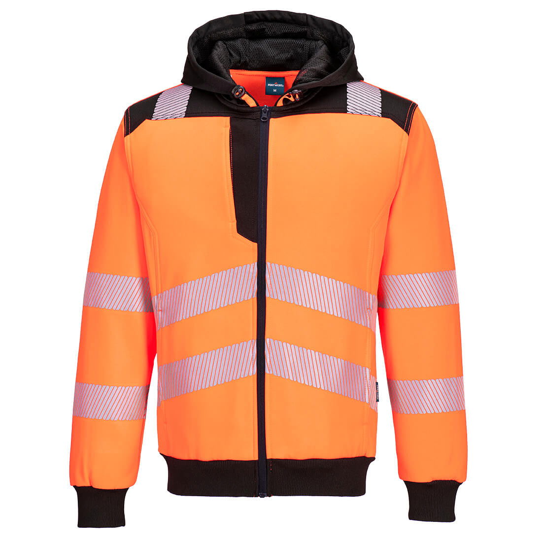 Portwest PW327 - PW3 Hi-Vis zippzáras kapucnis pulóver, narancs/fekete termék fő termékképe
