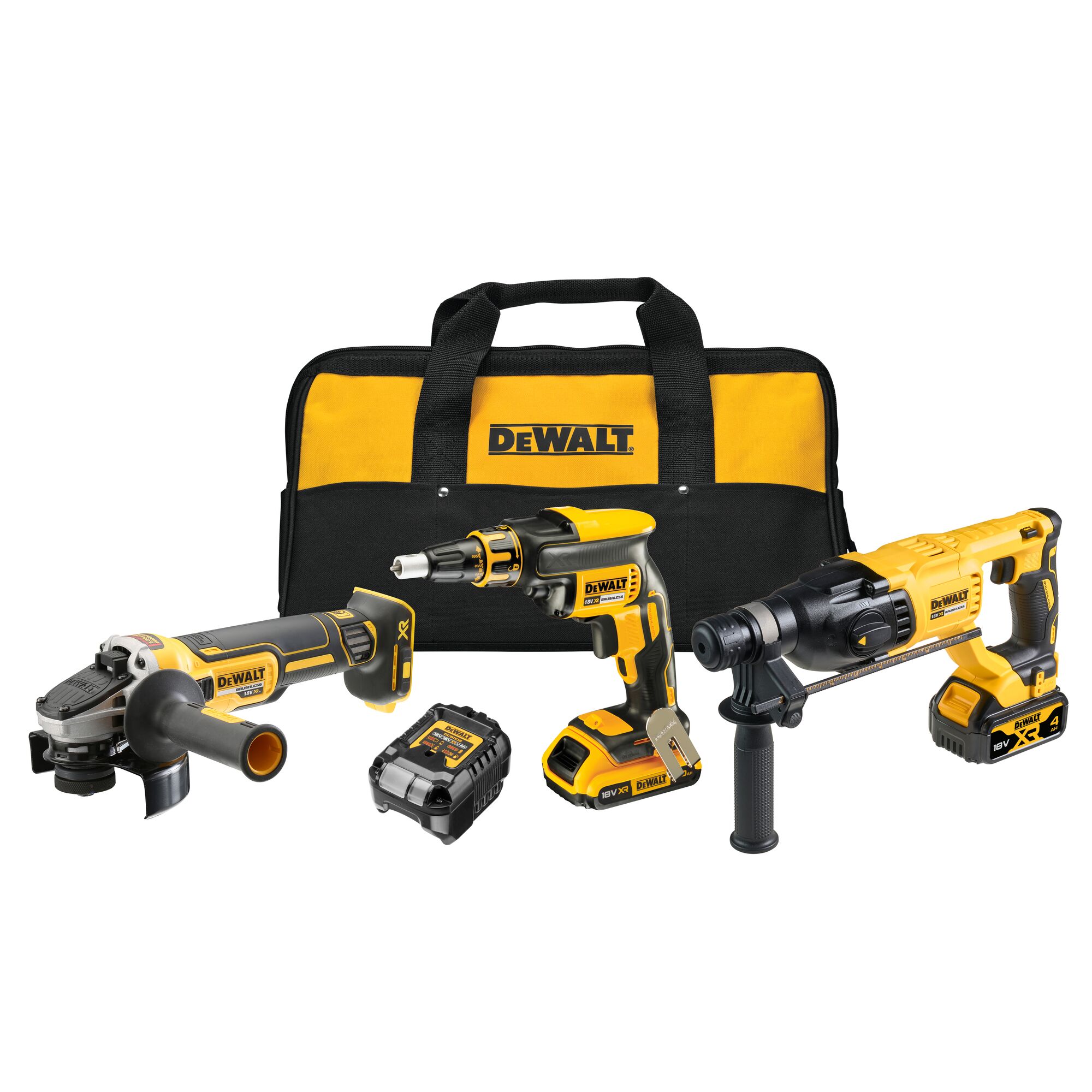 Dewalt DCK308DM akkus gépcsomag, 3 gépes (1 x 2.0 és 1 x 4.0 Ah Li-ion akkuval, szerszámtáskában) termék fő termékképe